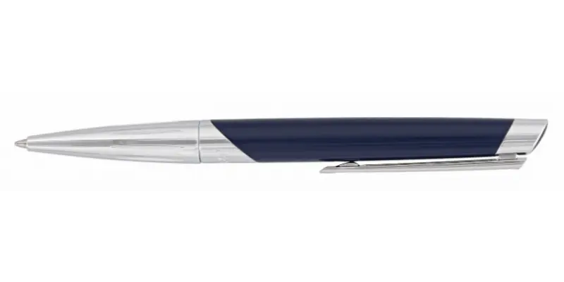 S.T. Dupont Defi Millennium shiny silver and blue navy balpen