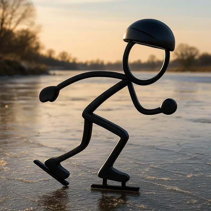 Schaatser Man decoratie – minimalistisch Stickyman kunstwerk