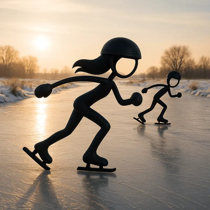 Schaatsers Set – Stickyman man & vrouw in modern design