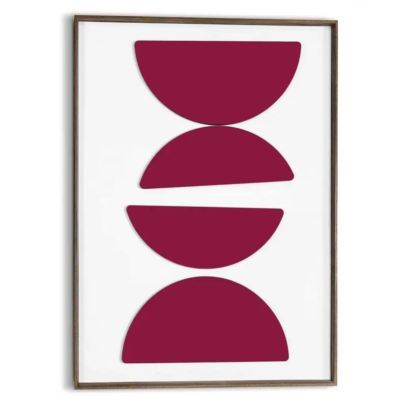 Schilderij 3D Art Halve cirkels in burgundy 70x50