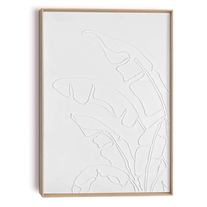 Schilderij 3D Art Palm bladeren reliëf 70x50