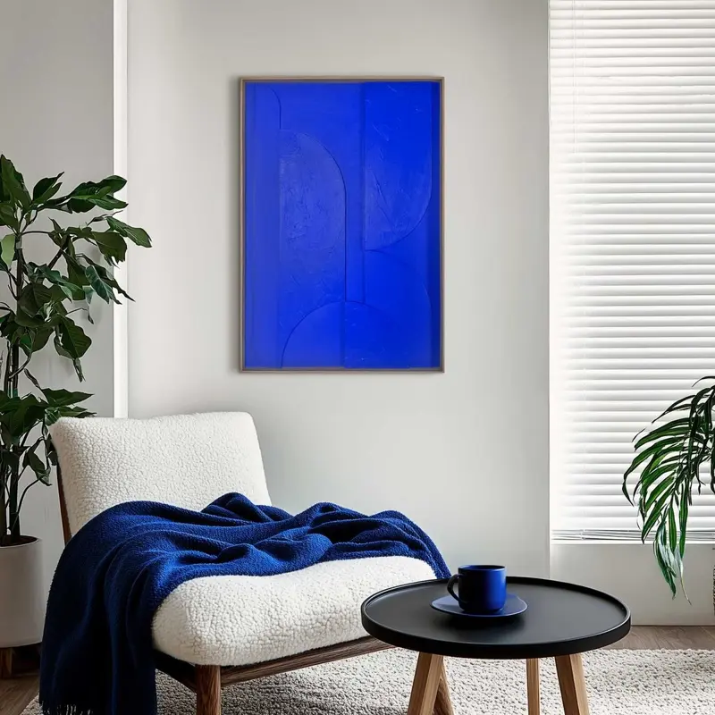 Schilderij 3D Art Shapes - cobalt blue 70x50