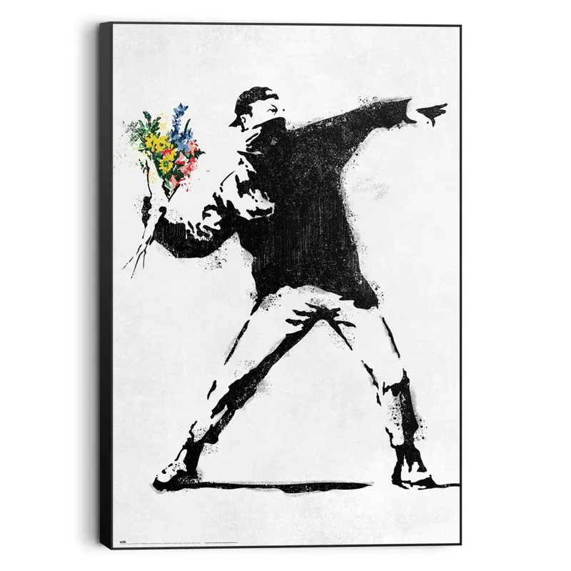 Schilderij Banksy - flower bomber 90x60