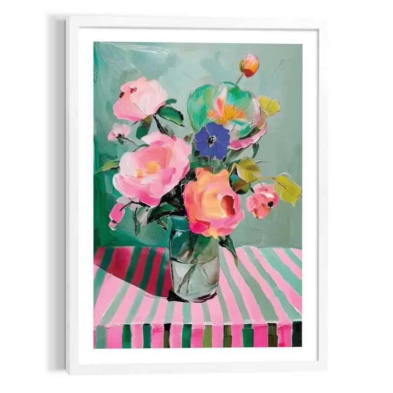 Schilderij Bloemen op tafel 70x50