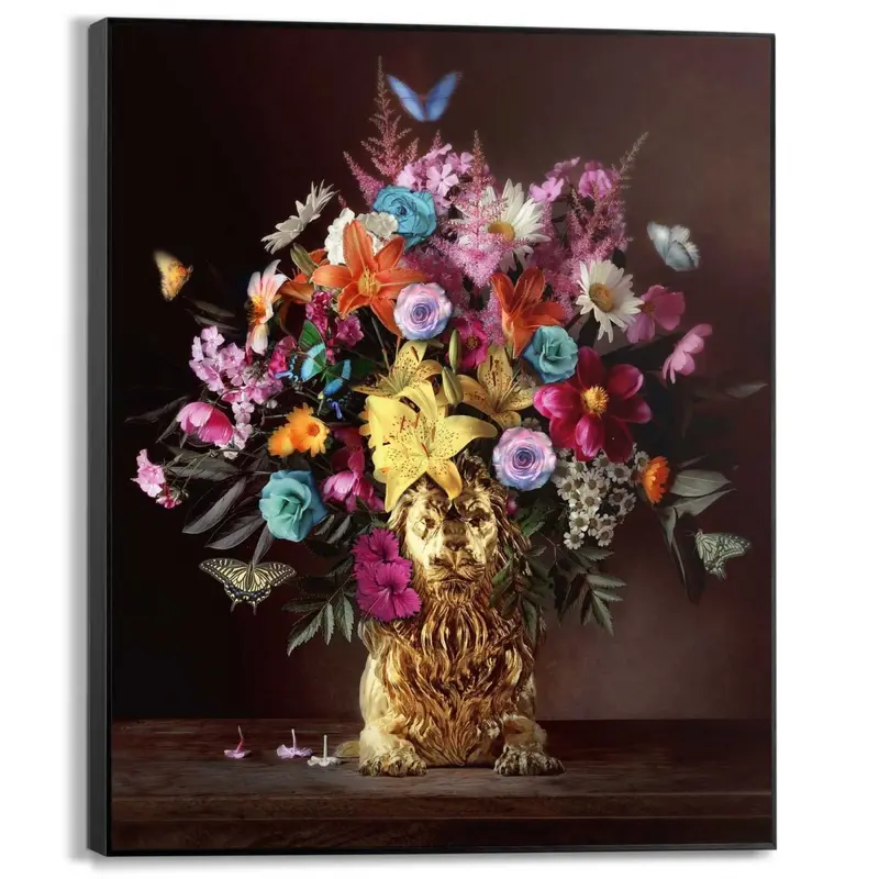 Schilderij Bloemenleeuw 50x40