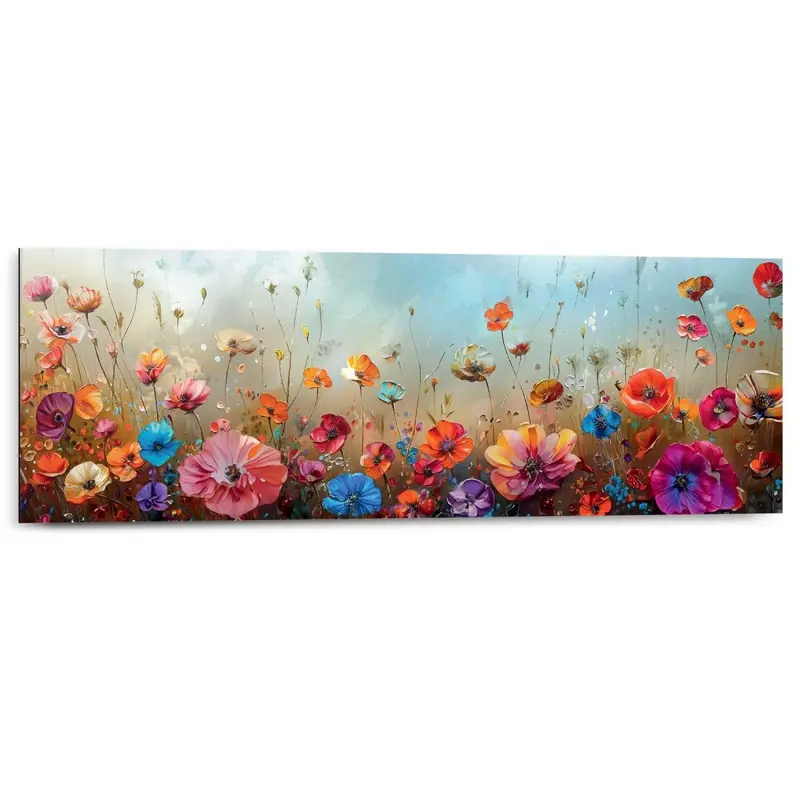 Schilderij Bloemenveld 30x90