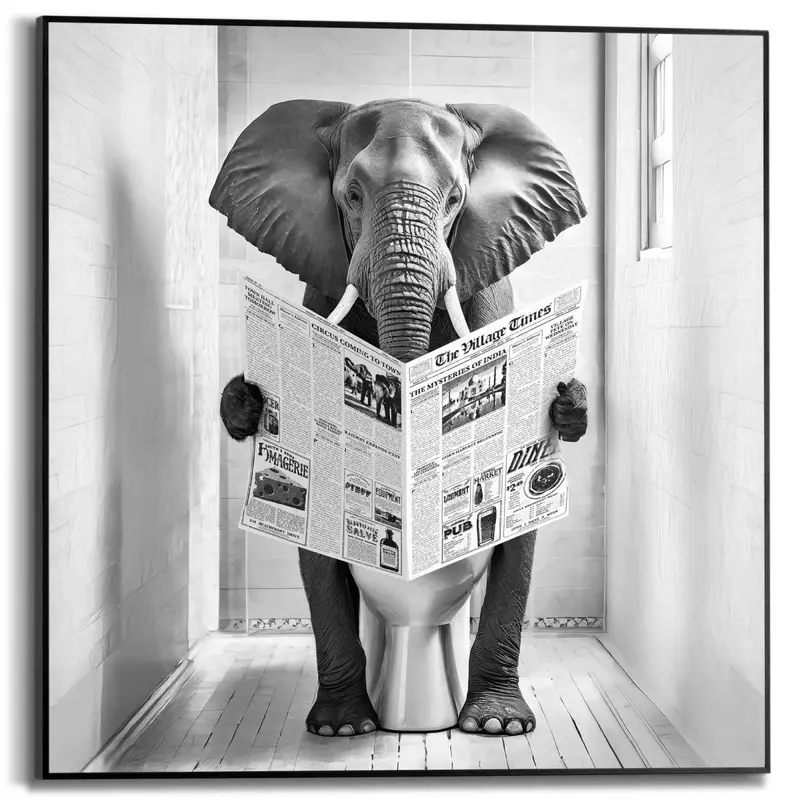 Schilderij Elephant Toilet 50x50