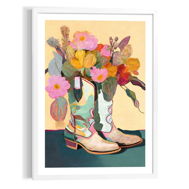 Schilderij Flower Boots 70x50