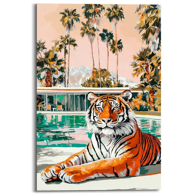 Schilderij Geschilderde tijger 90x60