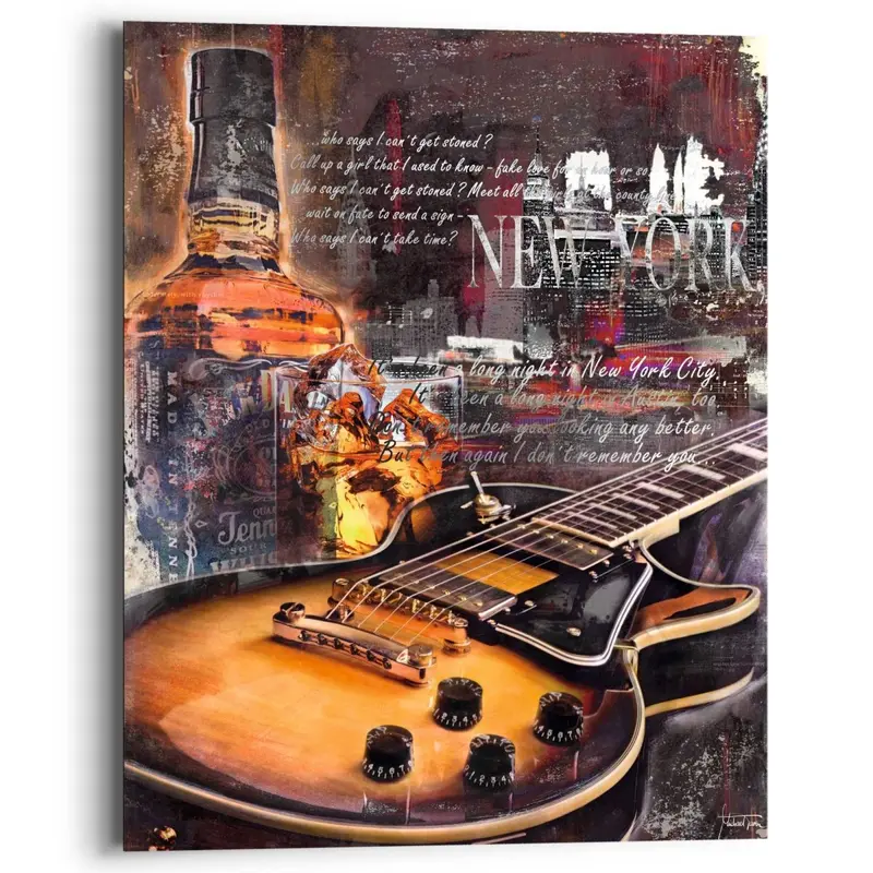 Schilderij Gitaar & Whiskey 50x40