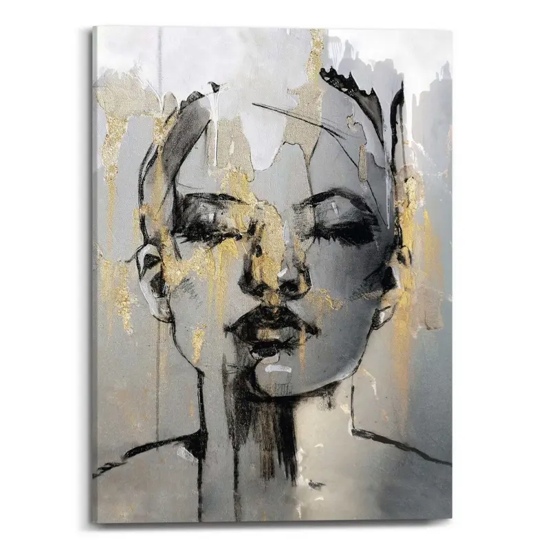 Schilderij Golden Face 70x50