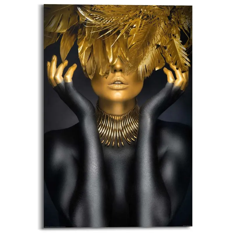 Schilderij Golden Feathers 90x60