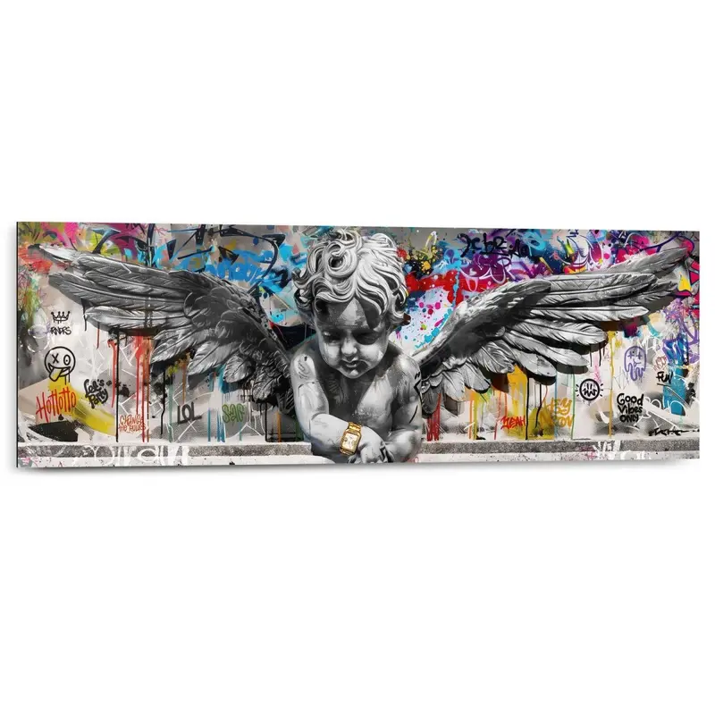 Schilderij Graffiti engel 30x90