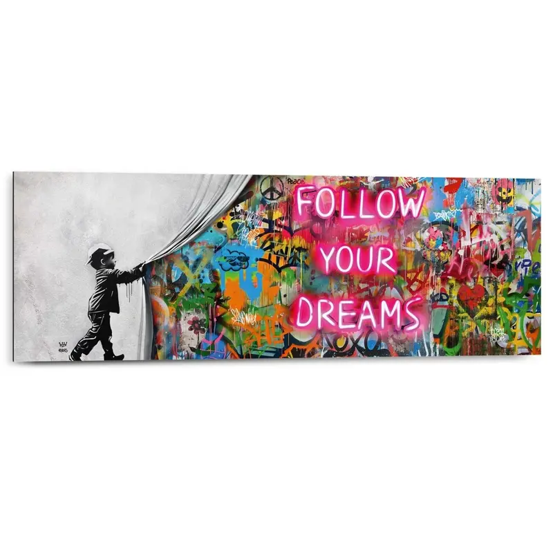 Schilderij Graffiti follow your dreams 30x90