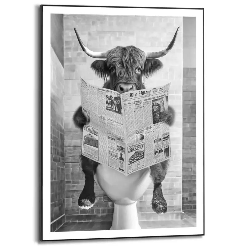 Schilderij Highlander Toilet 70x50