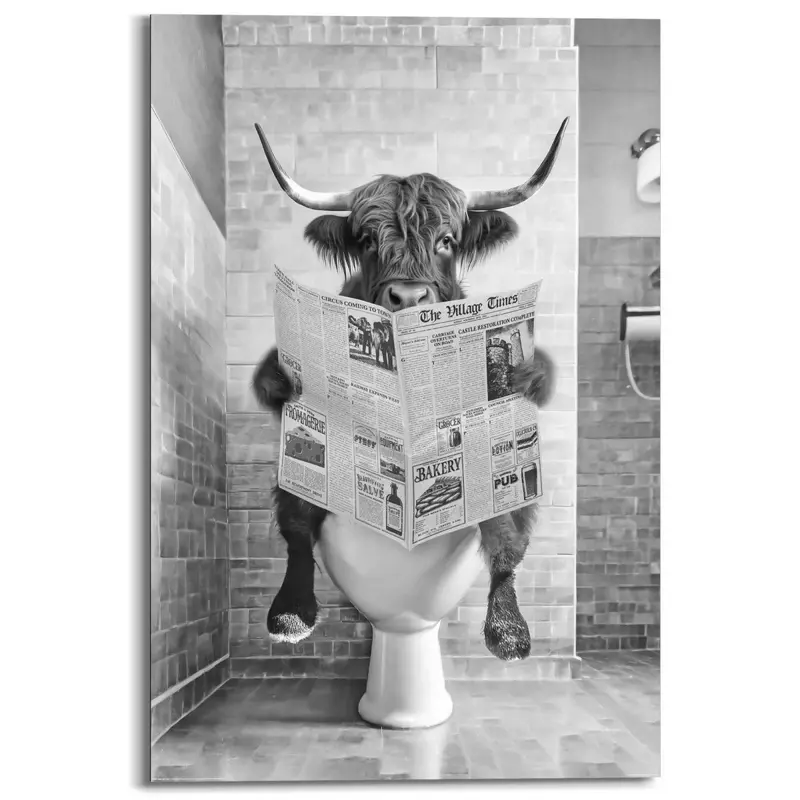 Schilderij Highlander Toilet 90x60