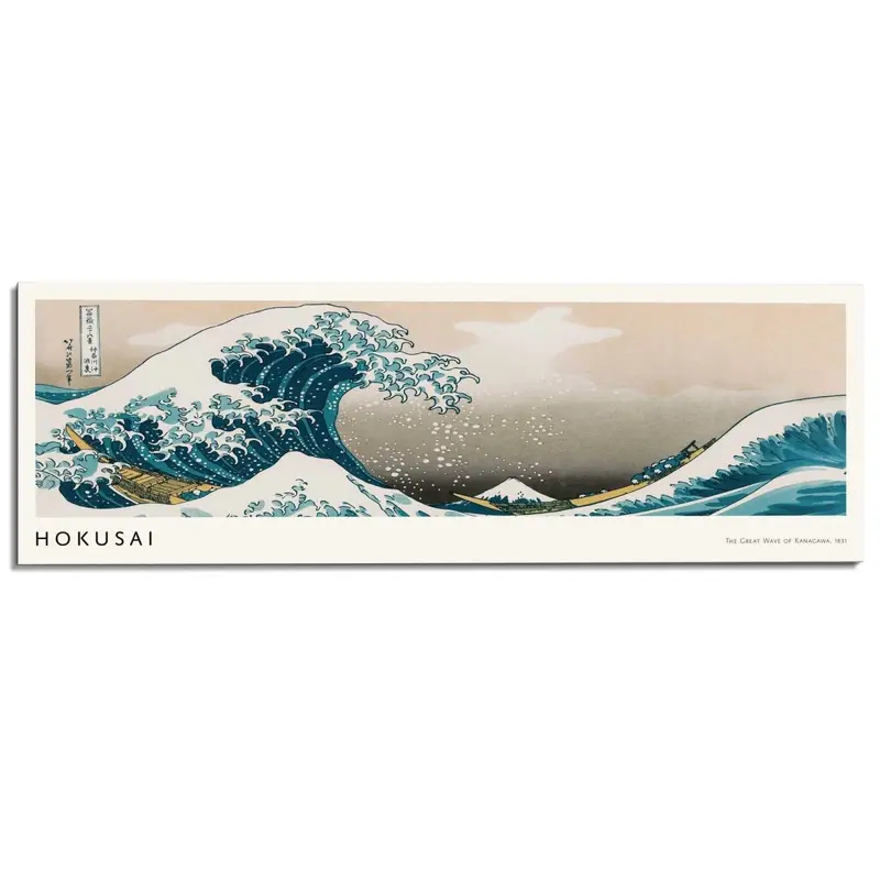 Schilderij Hokusai - The Great Wave 52x156