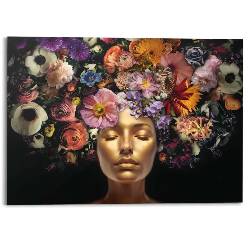 Schilderij Hoofd met bloementooi 100x140