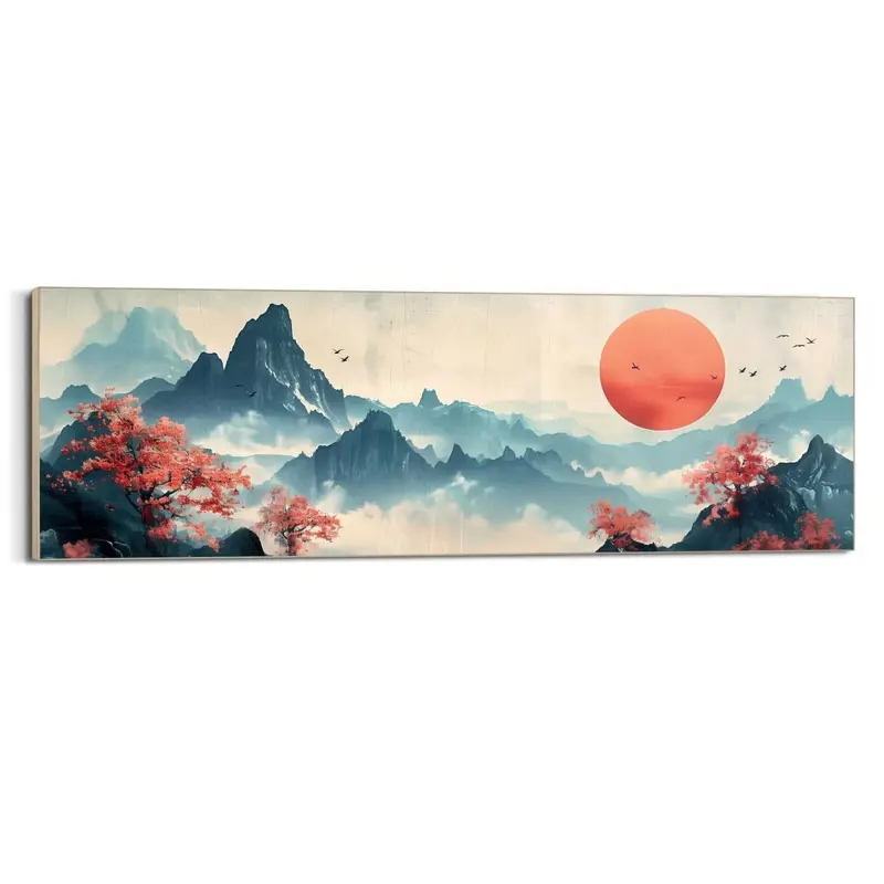 Schilderij Japanse bergen 52x156