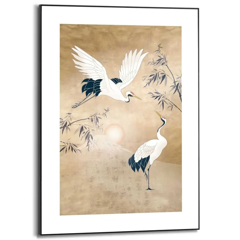 Schilderij Kraanvogels in goud 70x50