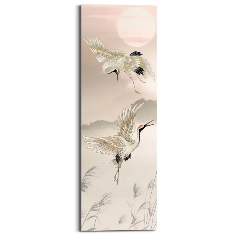Schilderij Kraanvogels in pastel 90x30