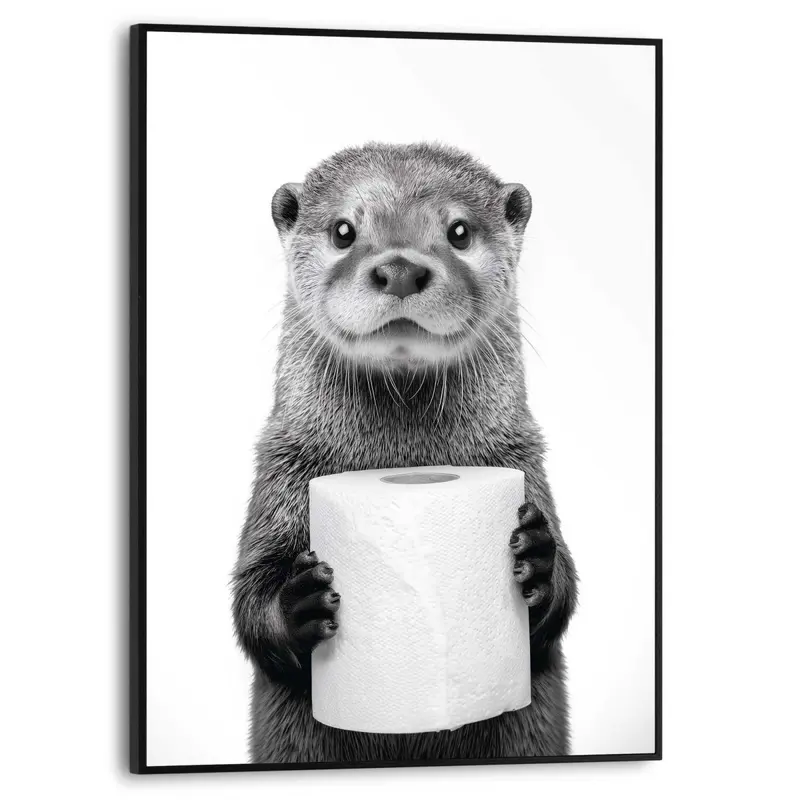 Schilderij Otter met toiletpapier 40x30