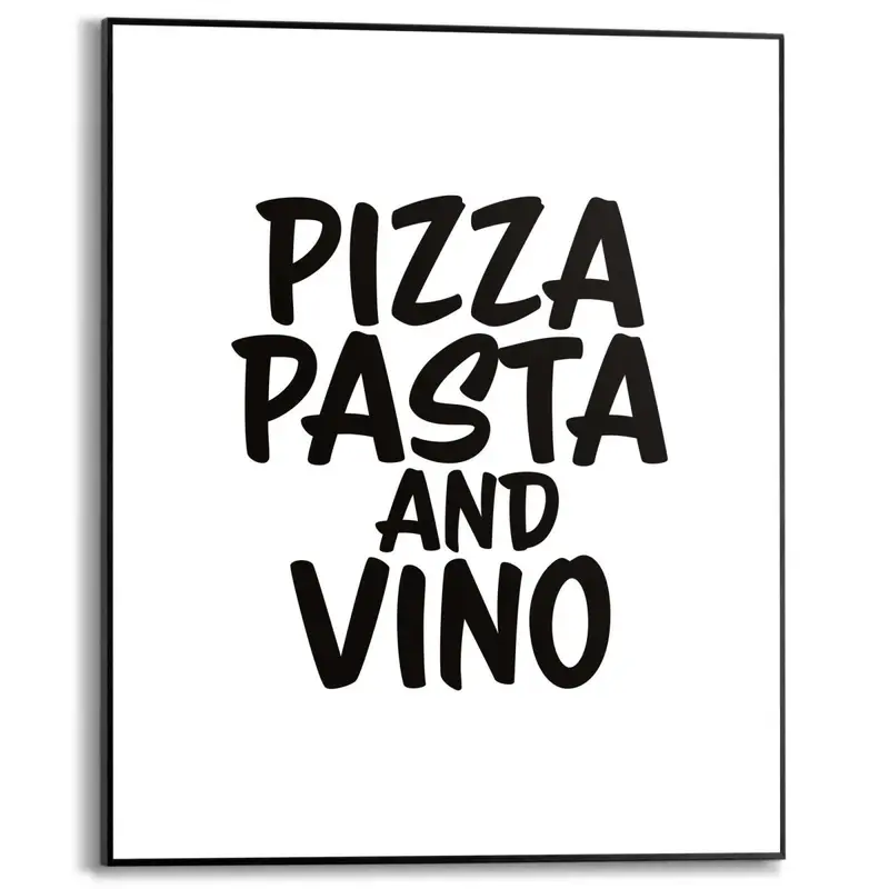 Schilderij Pizza, Pasta and Vino 50x40