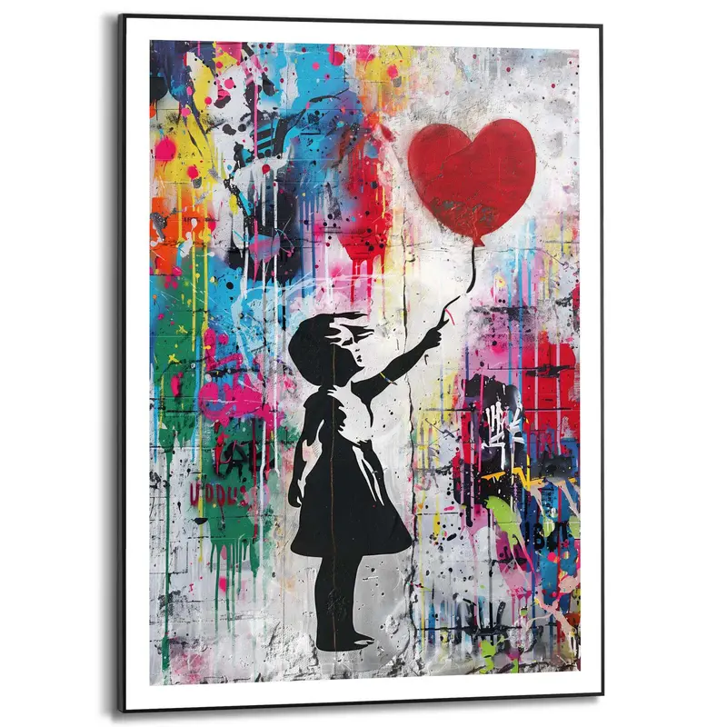 Schilderij Red Balloon Grafitti 70x50