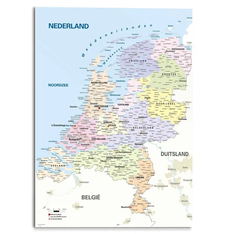 Schilderij Schoolkaart Nederland 140x100