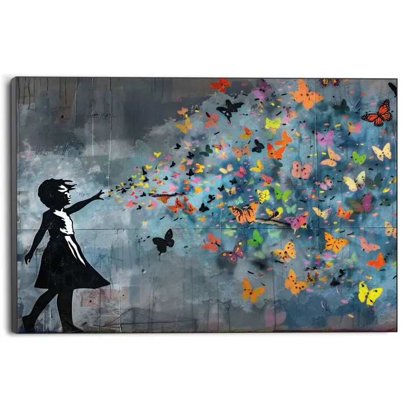 Schilderij Street art vlinders 100x140