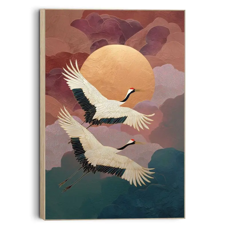 Schilderij Vliegende Kraanvogels 60x90