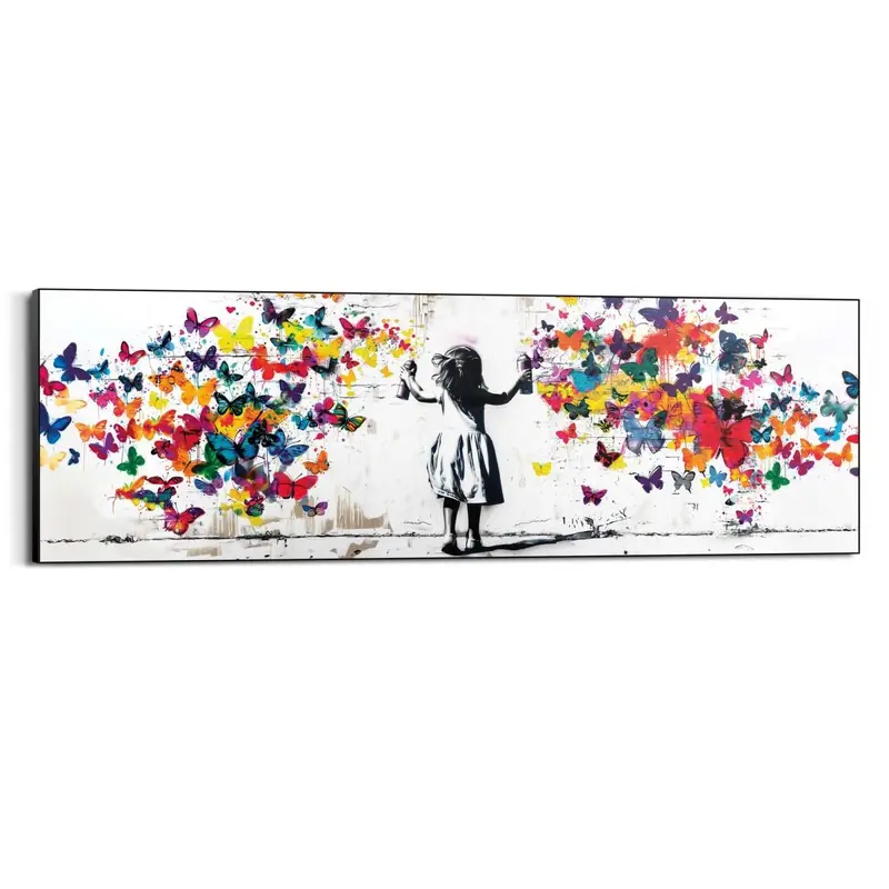 Schilderij Wolk van vlinders 52x156
