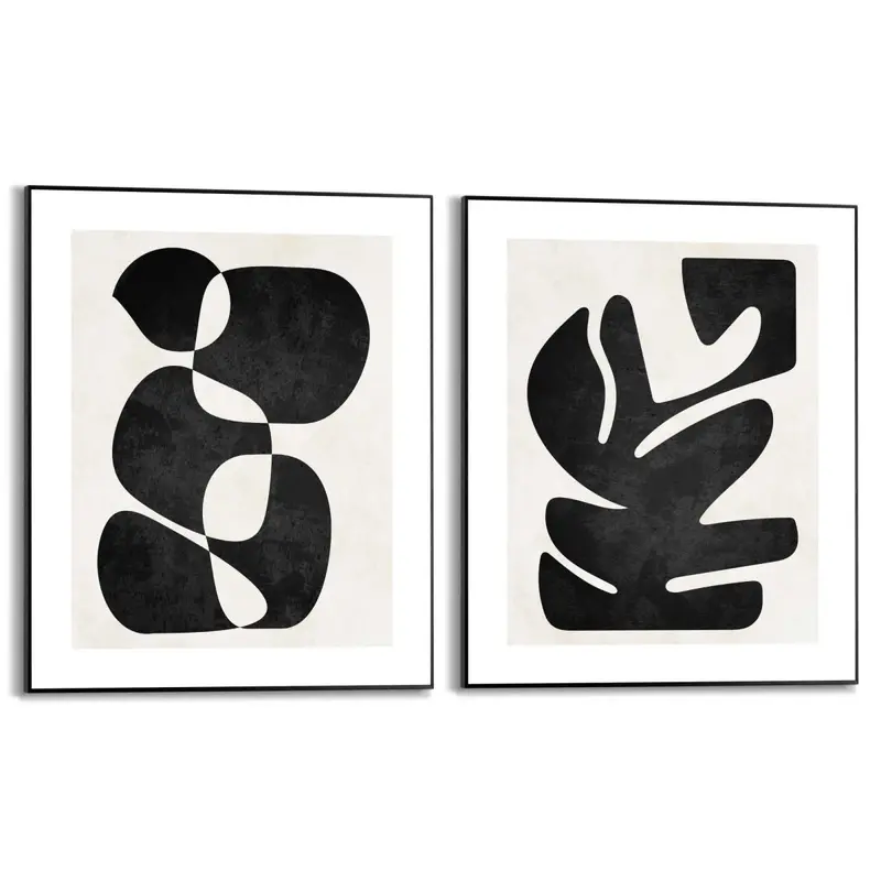 Schilderijen set Abstract Twin Black Set 50x40