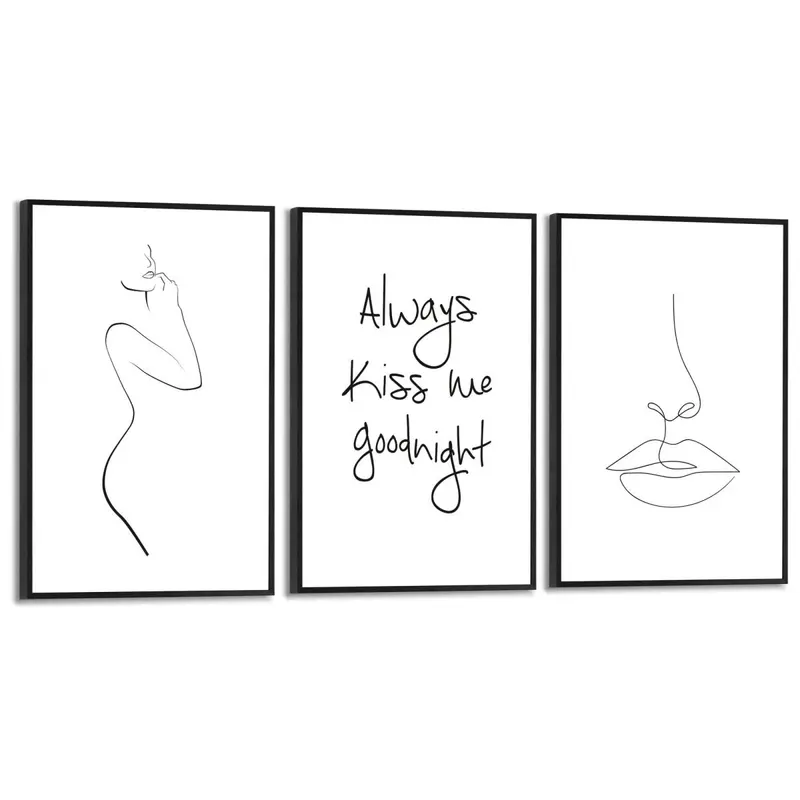 Schilderijen set Always kiss me goodnight 30x20