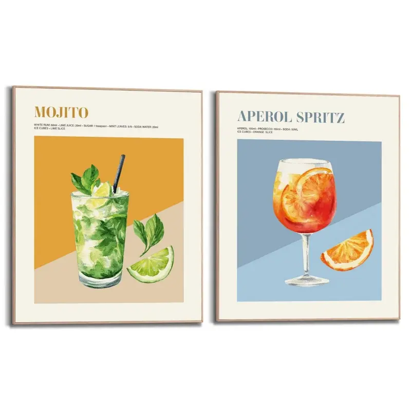 Schilderijen set Cocktail Set 50x40