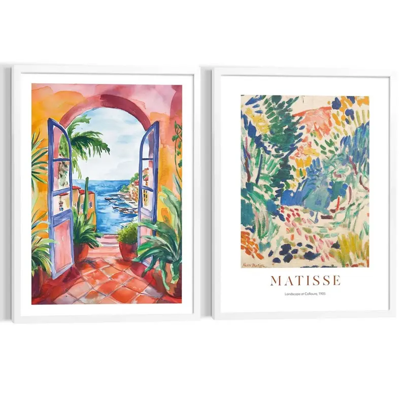 Schilderijen set Matisse met zeeuitzicht 70x50
