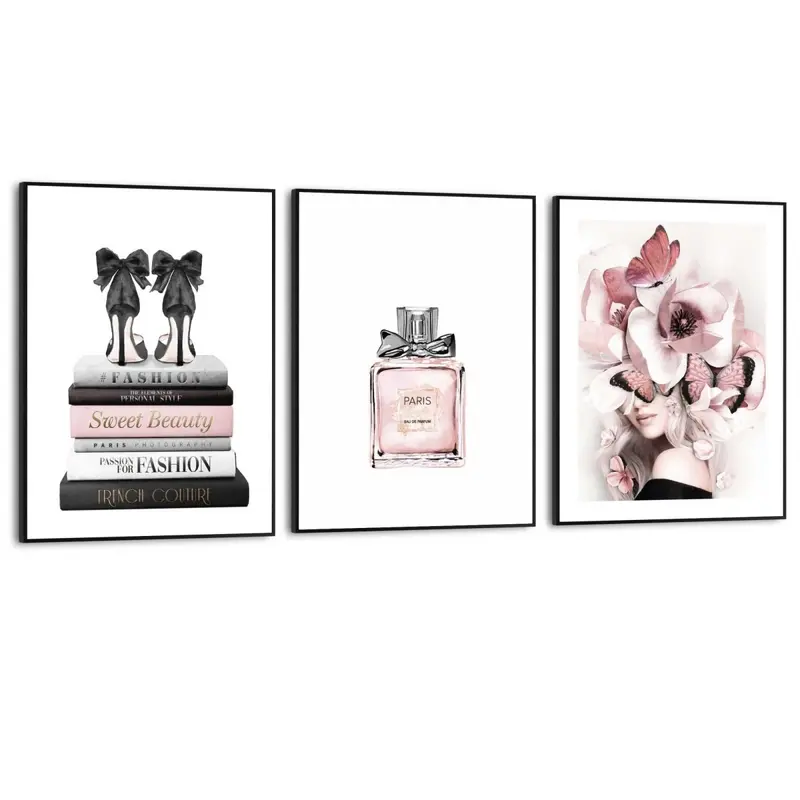 Schilderijen set Pink Beauty