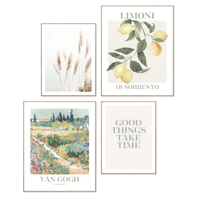 Schilderijen set Van Gogh tuin in bloei 50x40