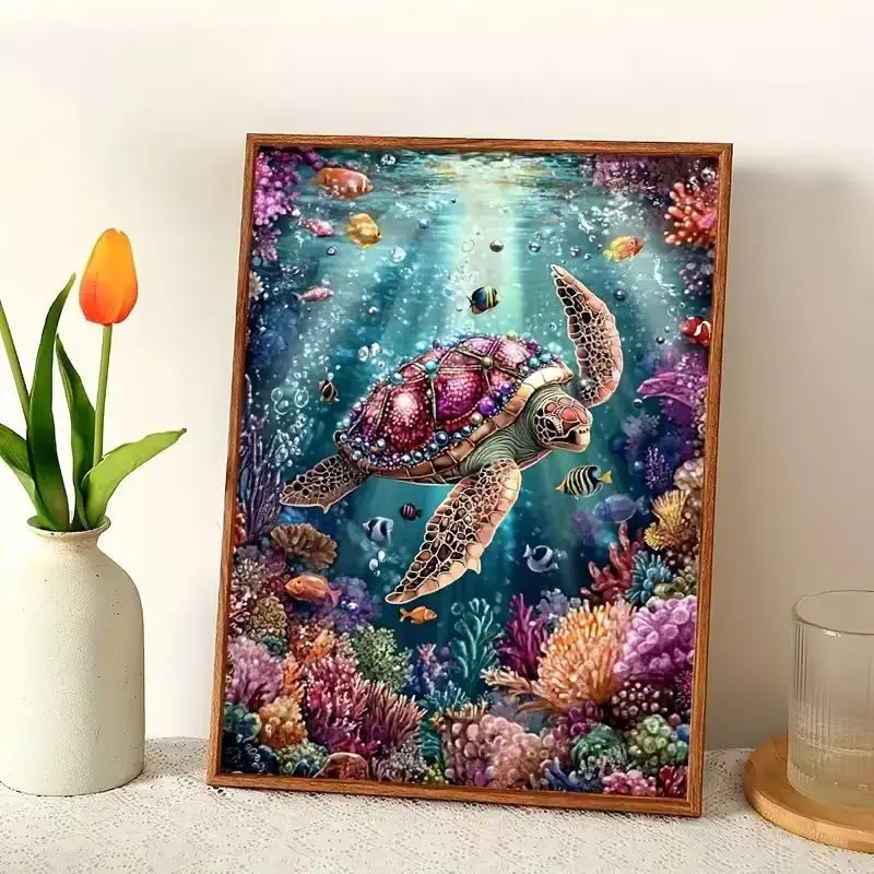 Schildpad - Volledig - Ronde steentjes - 30x40cm