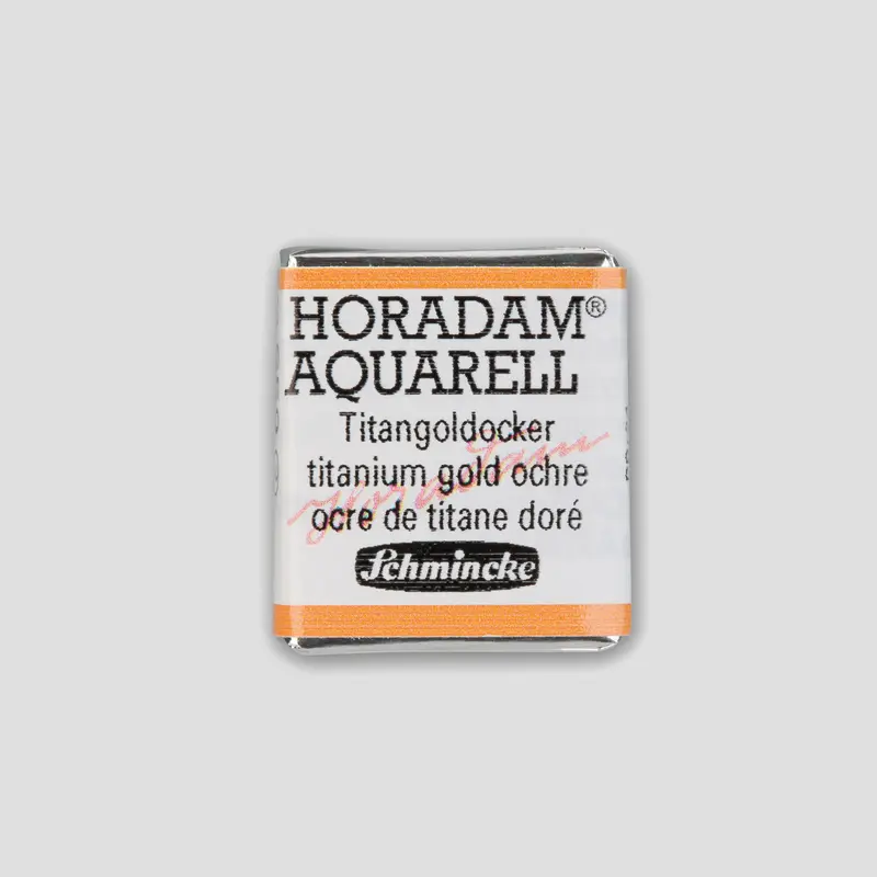 Schmincke Horadam Aquarelverf 659 Titanium Gold Ochre half pan 2