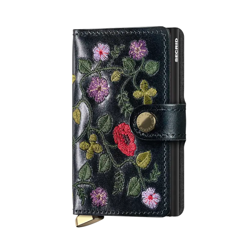 Secrid Miniwallet premium stitch floral black