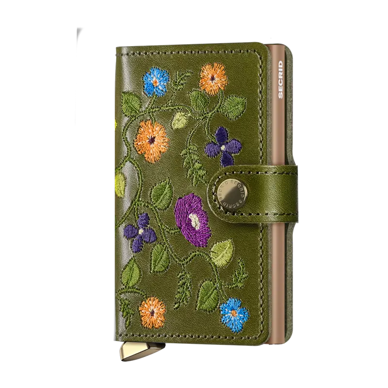 Secrid Miniwallet premium stitch floral olive