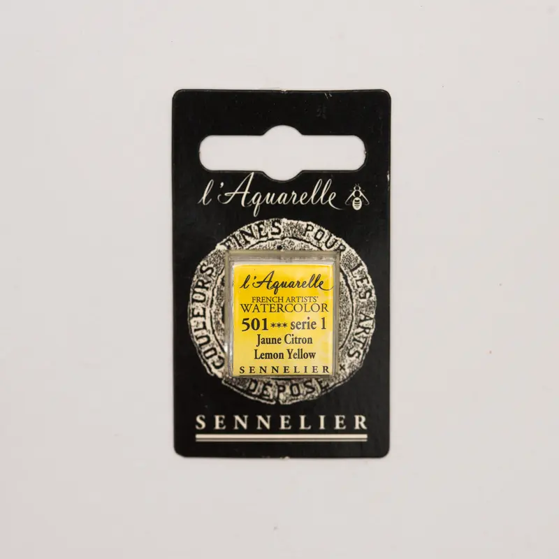 Sennelier l'Aquarelle 501 Lemon Yellow half pan S1