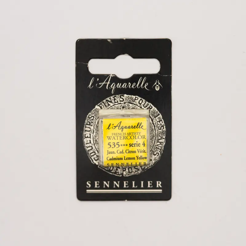 Sennelier l'Aquarelle 535 Cadmium Lemon Yellow half pan S4
