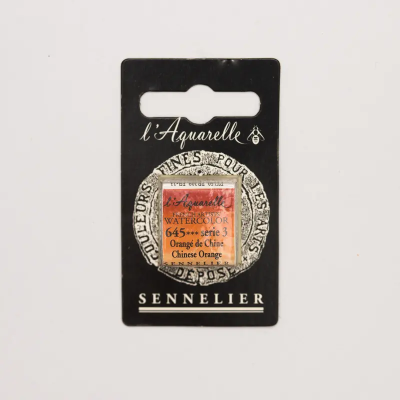 Sennelier l'Aquarelle 645 Chinese Orange half pan S3