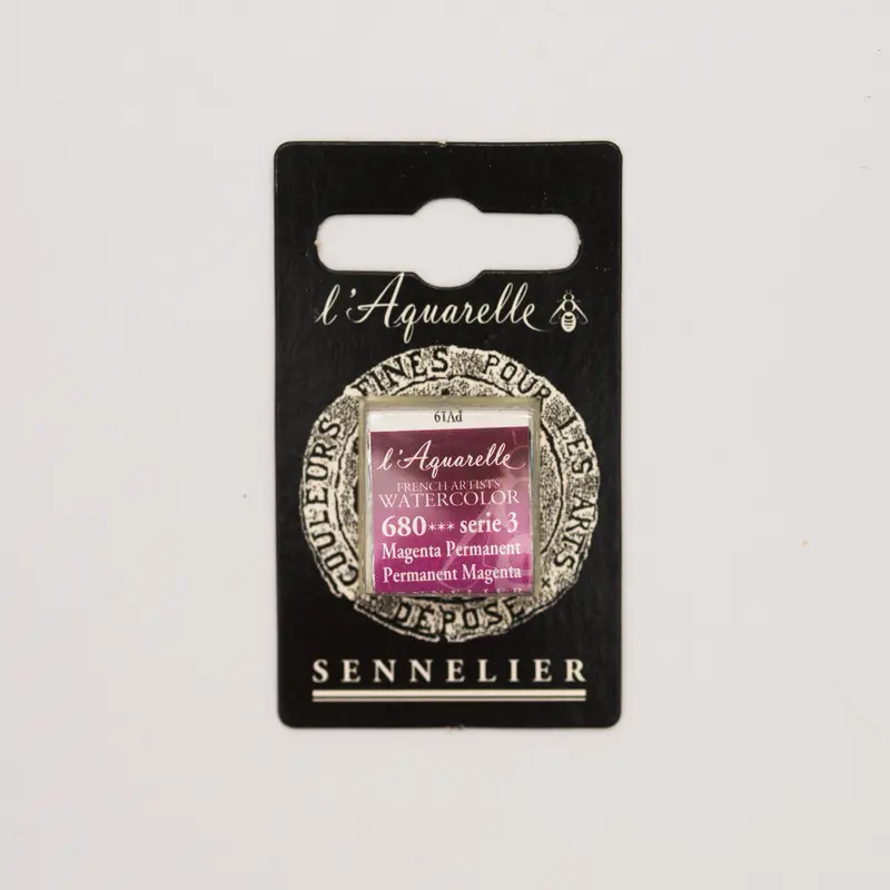 Sennelier l'Aquarelle 680 Permanent Magenta half pan S3