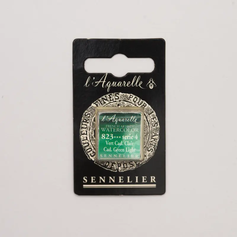 Sennelier l'Aquarelle 823 Cadmium Green Light half pan S4