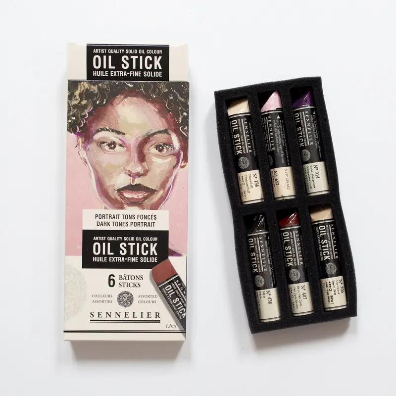 Sennelier Oil stick set 6 mini Dark tones portrait