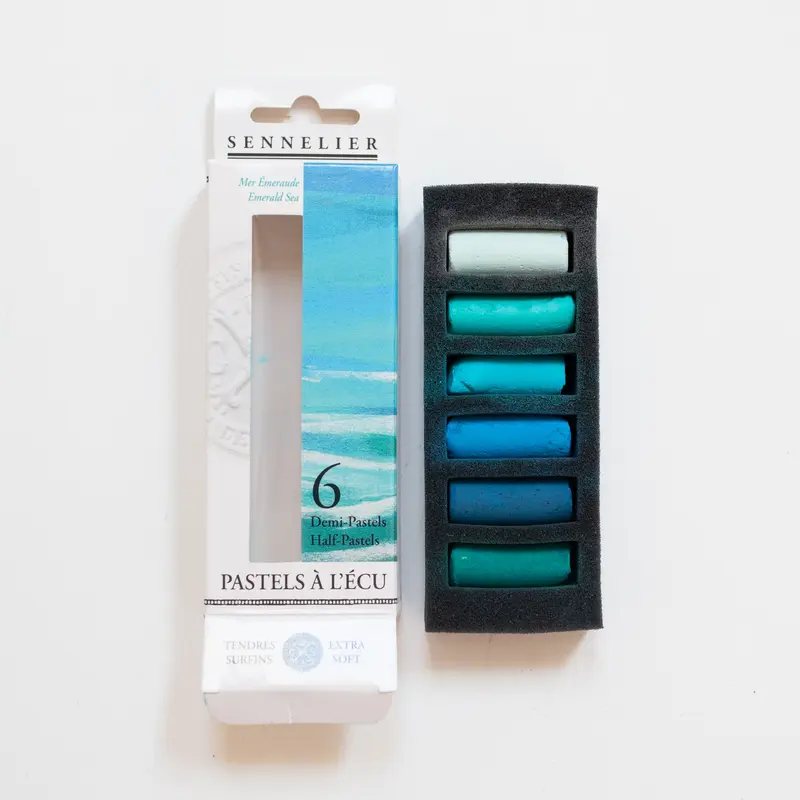 Sennelier soft pastels 'A l'écu' set 6 half pastel Emerald Sea