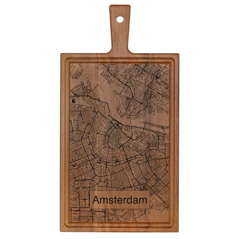 Serving Board Rectangular Beech Amsterdam Print 37cm